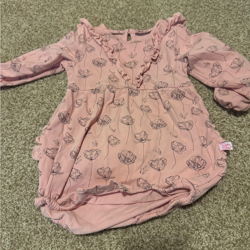 Ruffle Butts Pink Floral Kids Top
